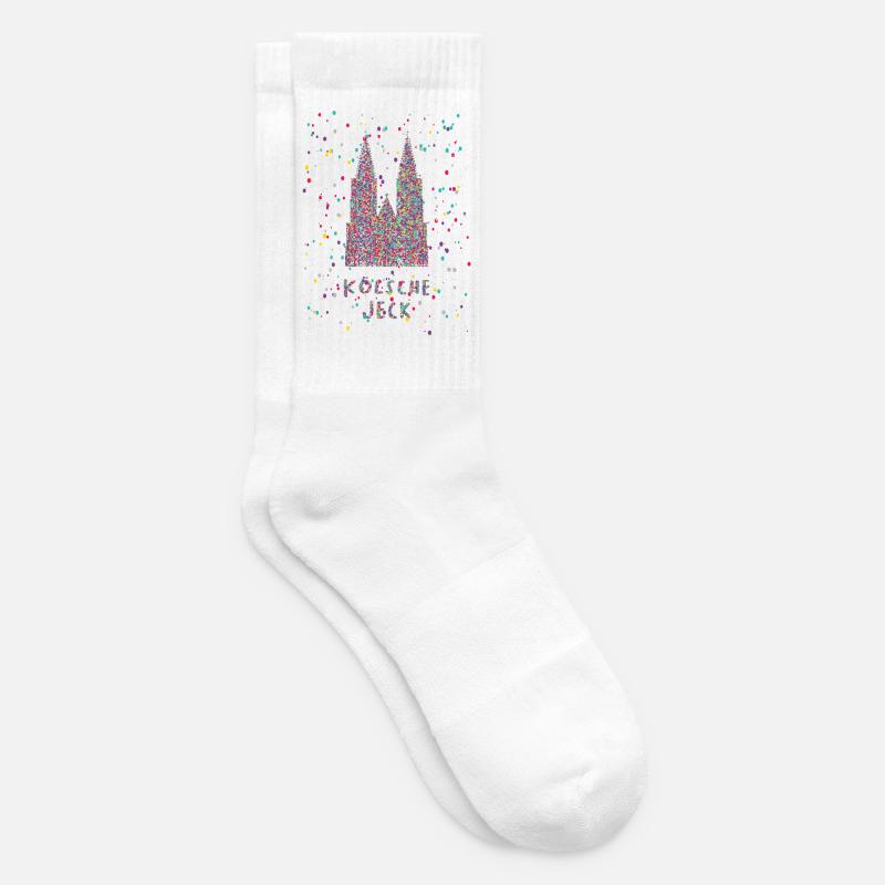 Kölsche Jeck Kölner Dom Fasching Karneval Konfetti - Tennissocken - Weiß