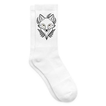 Fuchs Kopf Farn Blätter Tattoo - Tennissocken - Weiß - Rechts