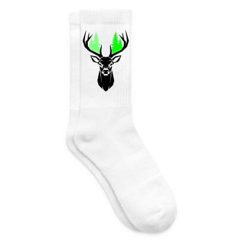 Deer Head Fir Trees Natural Green - Tennis socks - white - Right