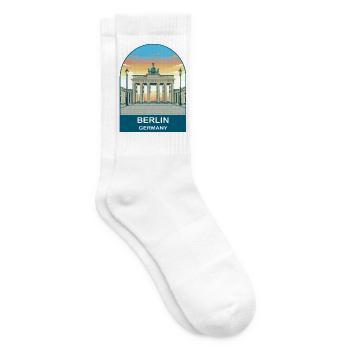 Berlin Germany TV Tower Vintage Travel Art - Tennis socks - white - Right