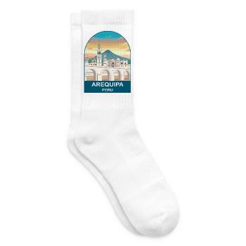 Arequipa Peru Volcano Vintage Travel Poster - Tennis socks - white - Right