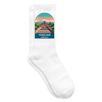 Jerewan Armenien Berg Ararat Vintage Reisekunst - Tennissocken - Weiß - Rechts