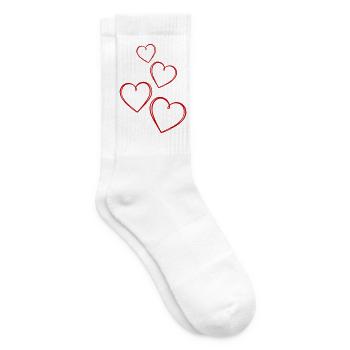 Vier Herzen Rot Kontur Symbol - Tennissocken - Weiß - Rechts