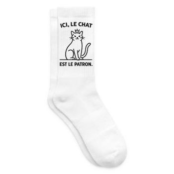  Ici Le Chat Est Le Patron - Chaussettes de tennis - blanc - Droite