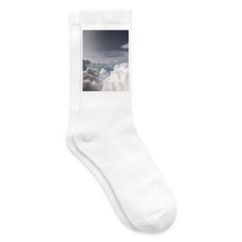 Cloudy Sky Dream Landscape - Tennis socks - white - Right