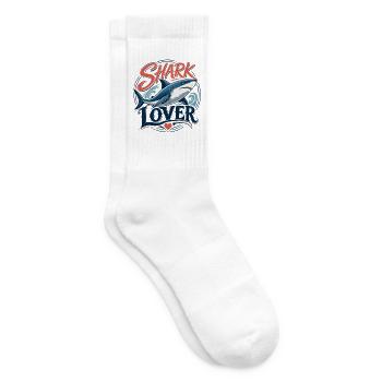 Shark Lover - T-Shirt für Hai-Fans - Tennissocken - Weiß - Rechts