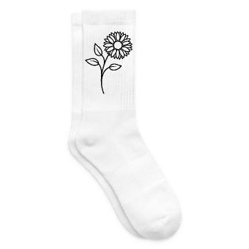 Sonnenblume One Line Blumenmotiv - Tennissocken - Weiß - Rechts