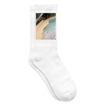 Tropical beach with colorful flags - Tennis socks - white - Right