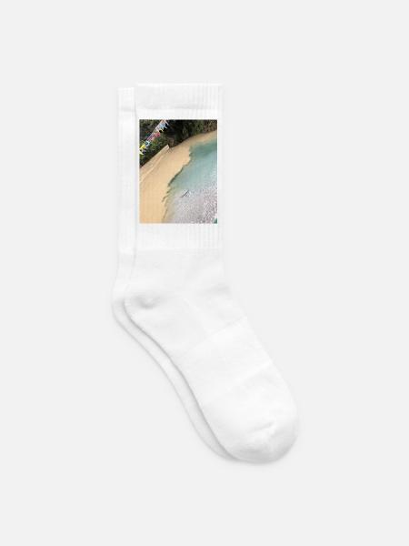 Tropical beach with colorful flags - Tennis socks - white