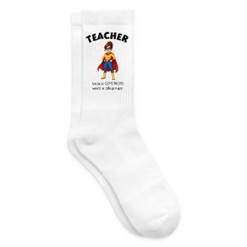 Gift Teacher Superheroine - Tennis socks - white - Right
