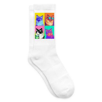 Katzen Balinesen Katze - Tennissocken - Weiß - Rechts
