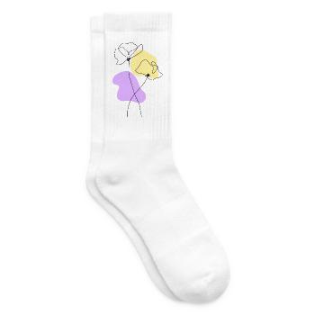 Lineart Poppies Pastel - Tennis socks - white - Right