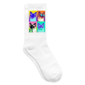 Katzen Colorpoint Kurzhaar Katze - Tennissocken - Weiß - Rechts