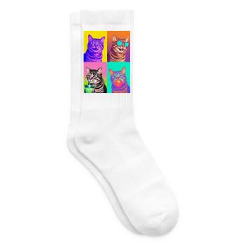 Katzen Manx Katze - Tennissocken - Weiß - Rechts