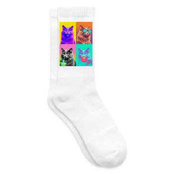 Katzen Nebelung Katze - Tennissocken - Weiß - Rechts