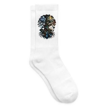 Weltenbaum Tag Nacht - Tennissocken - Weiß - Rechts