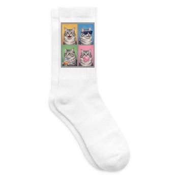 Katzen Sibirische Katze - Tennissocken - Weiß - Rechts