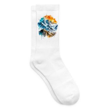 Alpen Gipfel Hütte Aquarell - Tennissocken - Weiß - Rechts