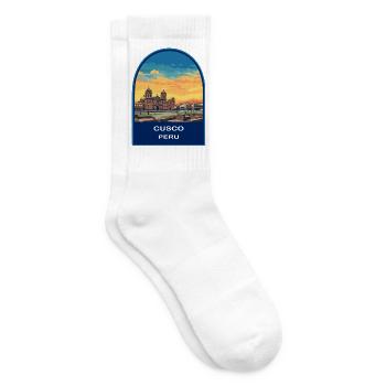 Reiseabzeichen der Kathedrale Cusco Peru Plaza de Armas - Tennissocken - Weiß - Rechts