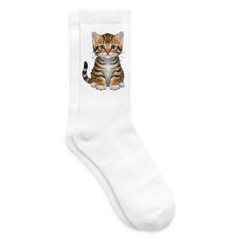 Katzenbaby aquarell getigertes Kätzchen Geschenk  - Tennissocken - Weiß - Rechts