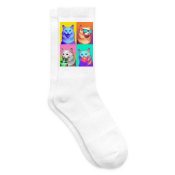 Katzen Türkisch Angora Katze - Tennissocken - Weiß - Rechts