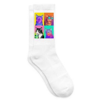 Katzen Graue Tabby Katze - Tennissocken - Weiß - Rechts