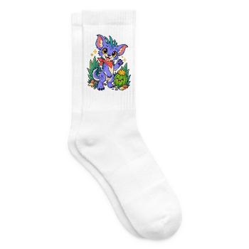 Kawaii Drache am Kaktusfreund - Tennissocken - Weiß - Rechts