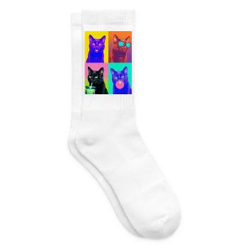 Katzen schwarze Katze - Tennissocken - Weiß - Rechts