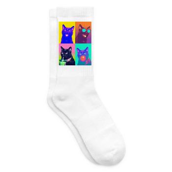 Katzen schwarze Katze - Tennissocken - Weiß - Rechts
