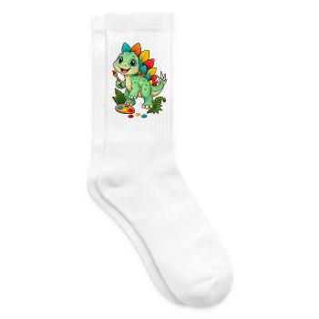 Dino Künstler: Farbblitze - Tennissocken - Weiß - Rechts