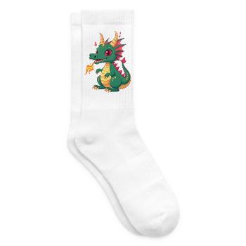 Grimmiger kleiner Drache Feuer Vektor Design - Tennissocken - Weiß - Rechts