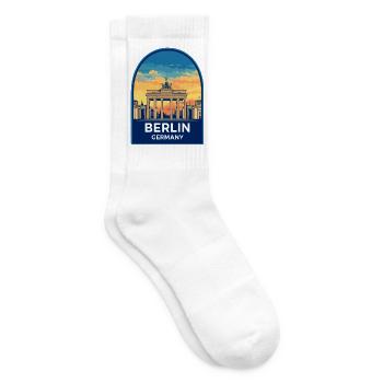 Berlin, Deutschland, Brandenburger Tor Sonnenuntergangsabzeichen - Tennissocken - Weiß - Rechts