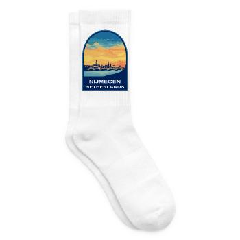 Nijmeger Niederlande Waalbrücke Reiseabzeichen - Tennissocken - Weiß - Rechts