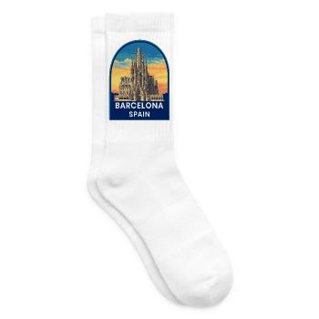Barcelona Spanien Sagrada Familia Sonnenuntergangsabzeichen - Tennissocken - Weiß - Rechts