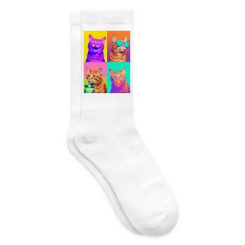 Katzen orange Tabby Katze - Tennissocken - Weiß - Rechts