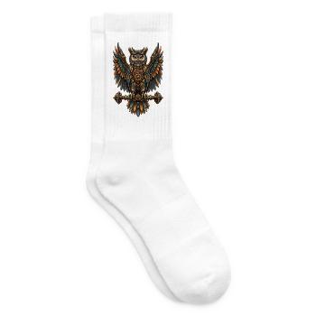 Steampunk-Eule mit Zahnrädern - Tennissocken - Weiß - Rechts