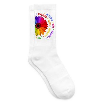 Freundlichkeit, Inklusion, Frieden, Gleichheit, Liebe, - Tennissocken - Weiß - Rechts