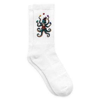 Tintenoktopus im Zylinder - Tennissocken - Weiß - Rechts