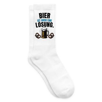 Bier ist auch eine Lösung - Lustige Sprüche  - Tennissocken - Weiß - Rechts