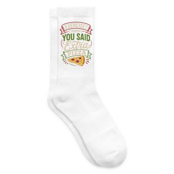 Exercise? Extra Pizza – Lustiger Pizza-Spruch - Tennissocken - Weiß - Rechts