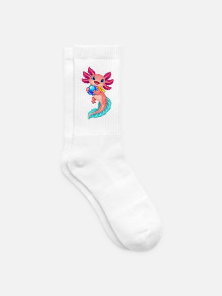 Kawaii Meerjungfrau mit Ball - Tennissocken - Weiß