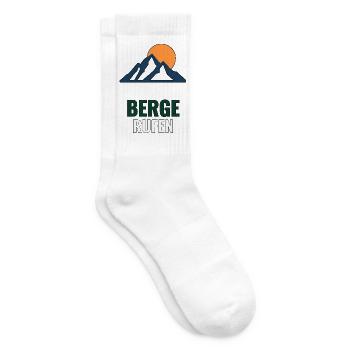 Minimalistische Berglinie T‑Shirt – Berge rufen - Tennissocken - Weiß - Rechts