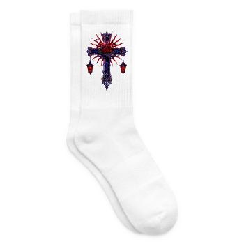 Dunkles Rosenkreuz-Laterne - Tennissocken - Weiß - Rechts