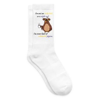 Erschöpfte Nachteule als Frühvogel-Nachtube - Tennissocken - Weiß - Rechts