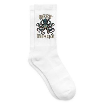 Deep Thinker – Vintage Oktopus - Tennissocken - Weiß - Rechts