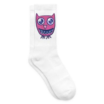 Pink Owl Grin Cartoon-Monster - Tennissocken - Weiß - Rechts