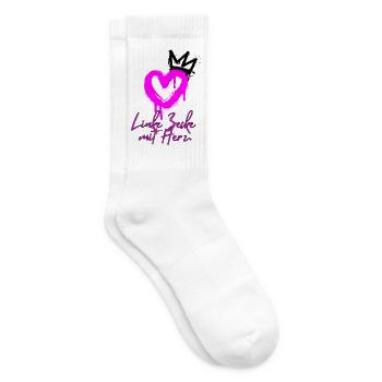 LINKE ZECKE MIT HERZ, ANTIFASCHISMUS, GEGEN RECHTS - Tennissocken - Weiß - Rechts