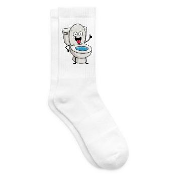 Süße lustige Toilette – Lächelnde Badezimmer-Zeichentrickfigur Chara - Tennissocken - Weiß - Rechts