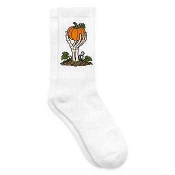 Halloween Skelett Hand Kürbis Erde Grusel Shirt - Tennissocken - Weiß - Rechts
