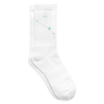 Widder, Sternstern, Sternbild Pastellgrün - Tennissocken - Weiß - Rechts